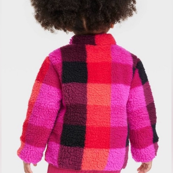 Cat & Jack Target Fleece Plaid Toddler Zip Up Coat Jacket - Picture 2 of 5